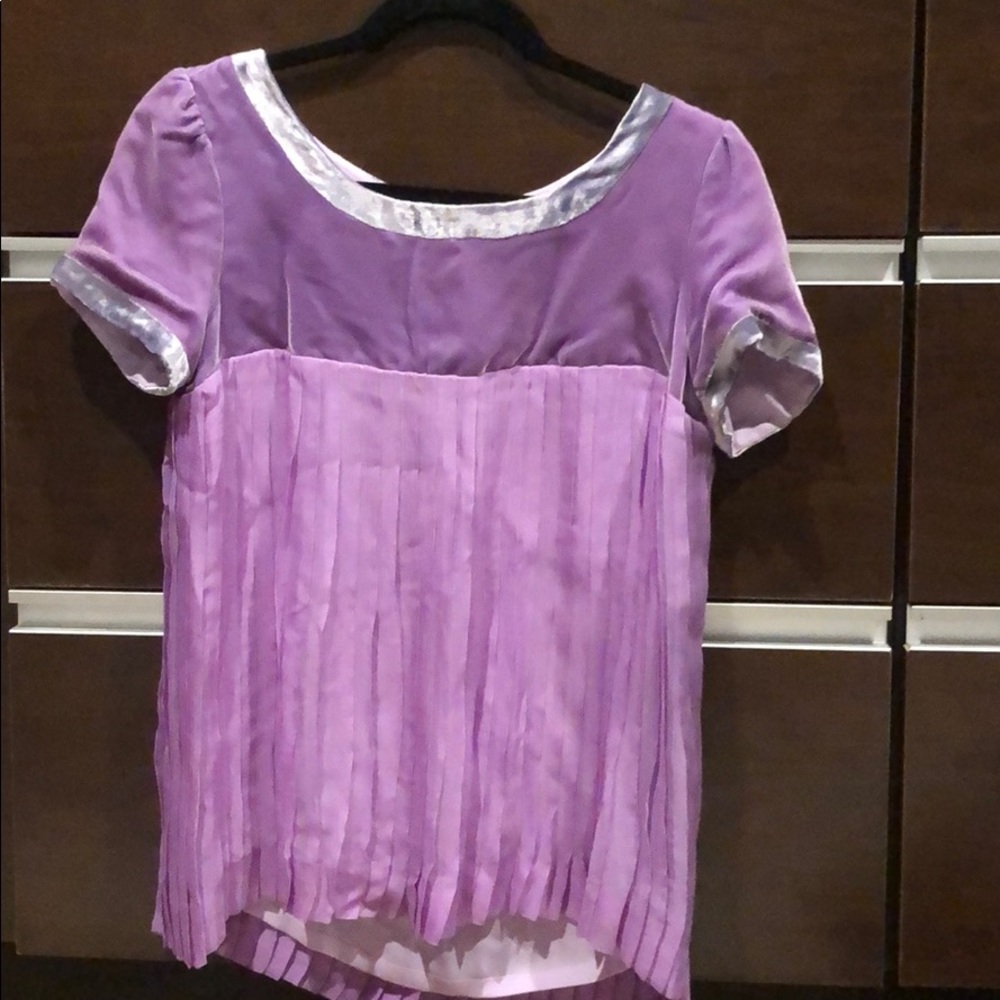 Lavender Silk/Velvet Pleated Blouse